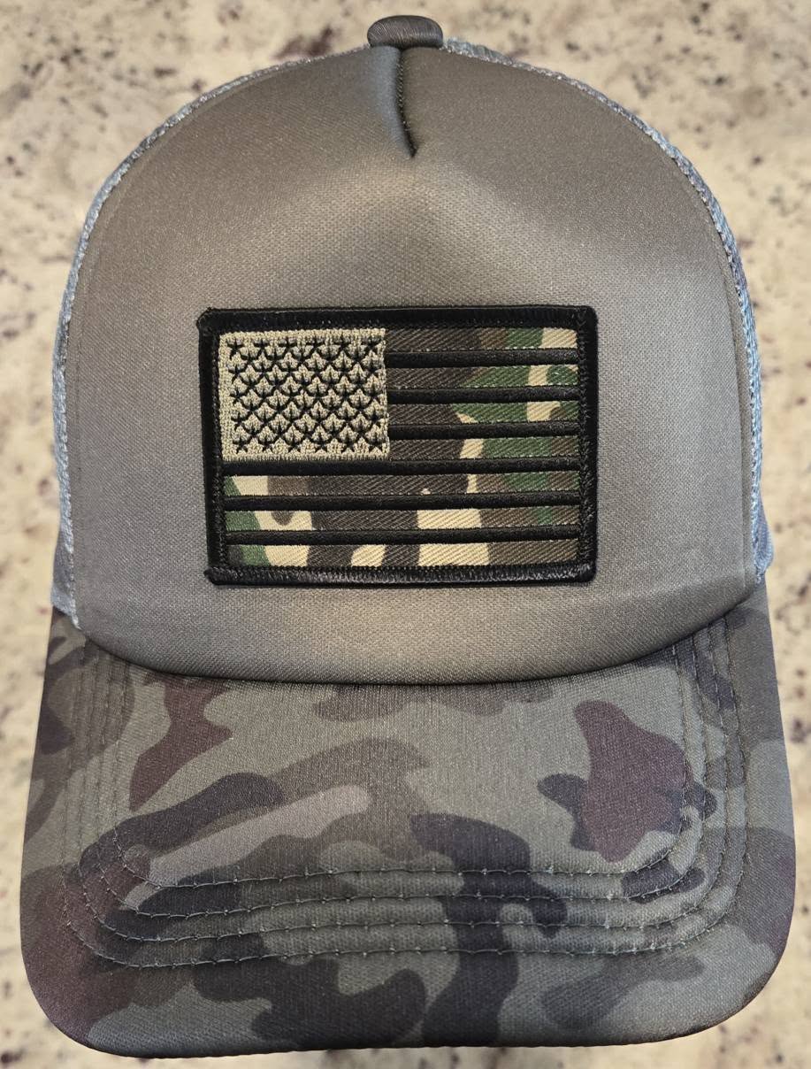 Camo Hat with American Flag