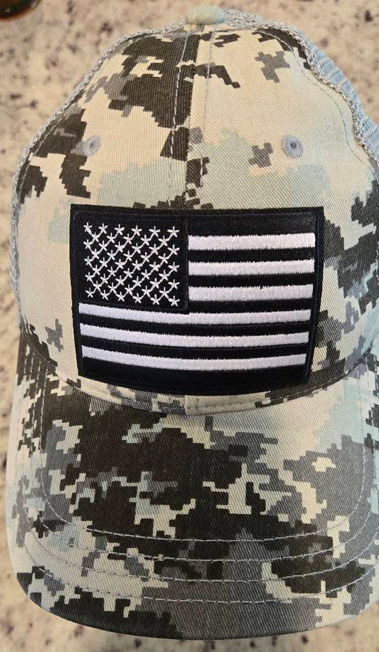 Camo Hat with American Flag